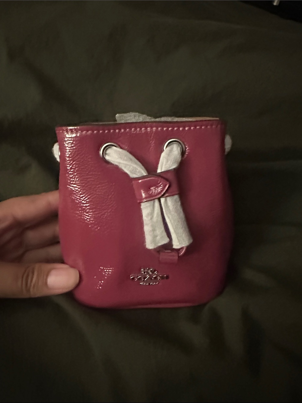 Coach Fuchsia Patent Leather Mini Drawstring Pouch